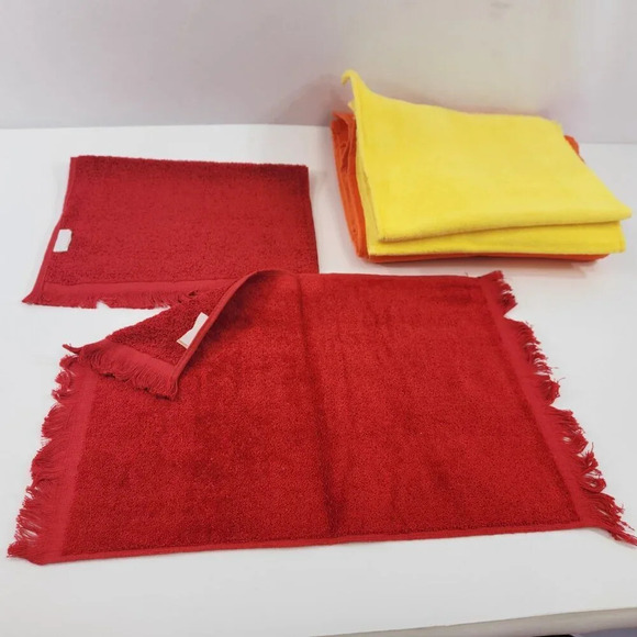 Vintage Hand Towels Utica JP Stevens Orange  Red Yellow - Picture 6 of 6